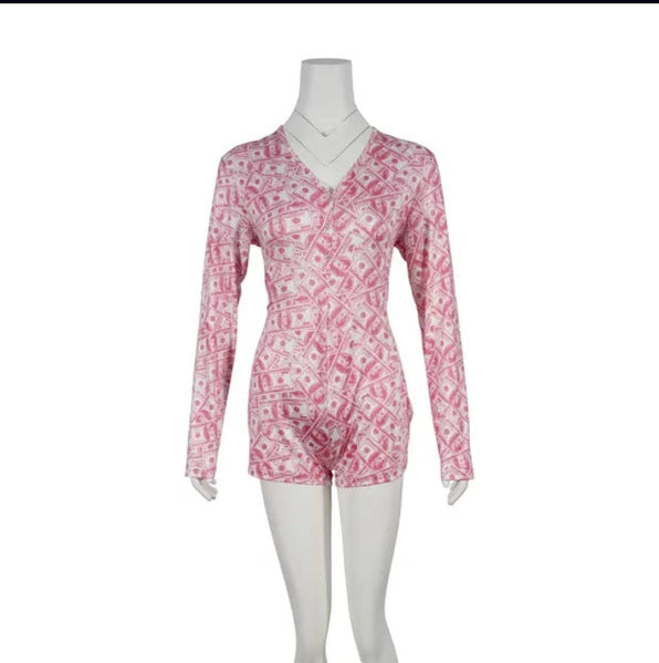 Pink Money Long Sleeve Onesies