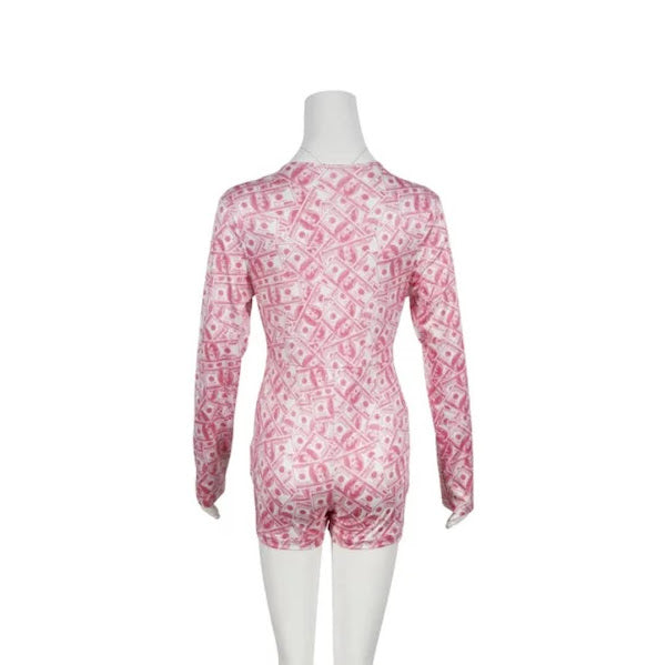 Pink Money Long Sleeve Onesies