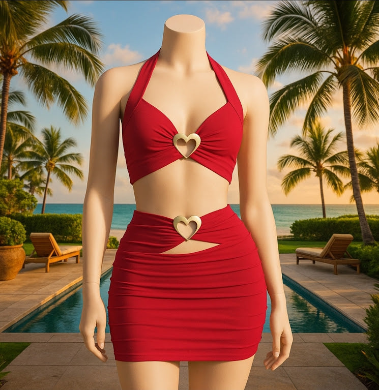New Two-Piece Heart 2 Slay Halter Top &  Skirts Sets