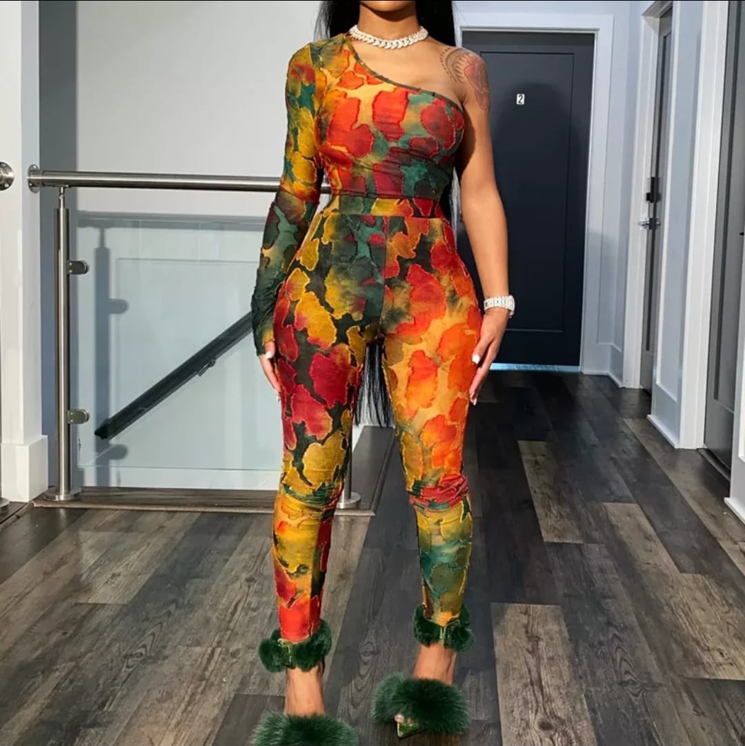 One Shoulder Two-Piece Multi-Color Sets