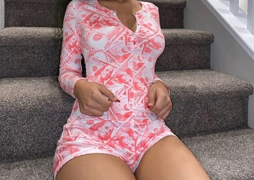 Pink Money Long Sleeve Onesies
